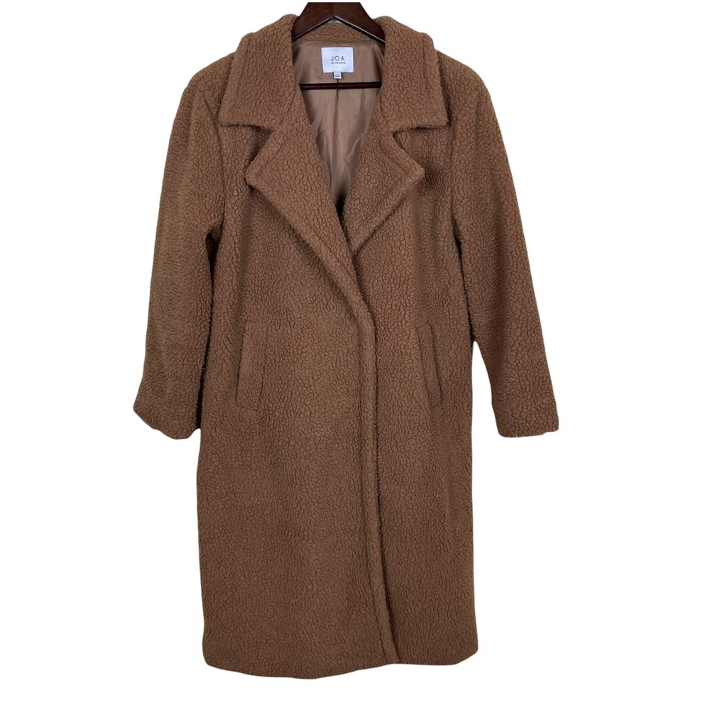 J.O.A. Long Teddy Coat, Brown, Size Medium    #712